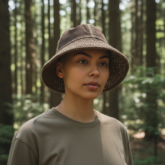 New Anthropologie Suede Crochet Bucket Hat main image 5